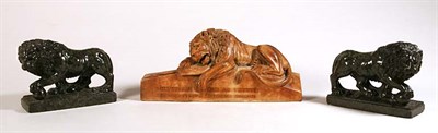 Lot 1338 - Pair of English Carved Marble Lions Late...
