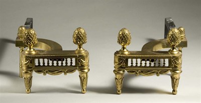 Lot 3637 - Pair of Louis XVI Style Gilt-Metal Chenets...