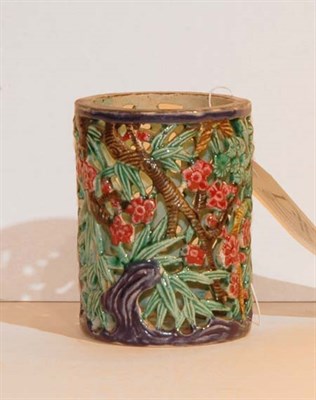 Lot 1169 - Chinese Polychrome Glazed Porcelain Brushpot...