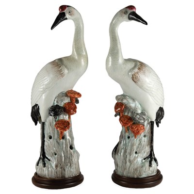 Lot 466 - Pair of Chinese Export Porcelain Cranes 19th...