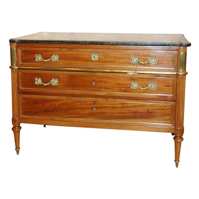 Lot 446 - Louis XVI Style Marble Top Mahogany Commode...