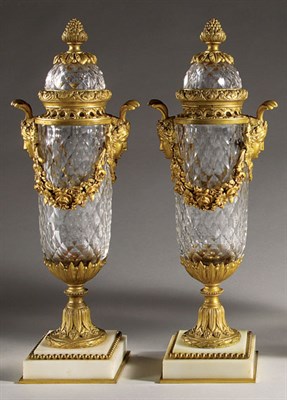 Lot 3093 - Pair of Louis XVI Style Gilt-Bronze, Cut Glass...