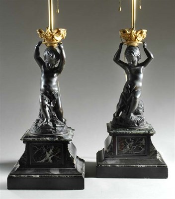 Lot 514 - Pair of French Gilt and Patinated-Bronze...