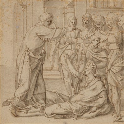 Lot 1088 - Flemish School 16th Century Saint Healing a...