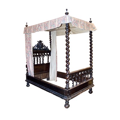 Lot 125 - Continental Rococo Fruitwood Four-Post Bed...