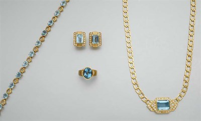 Lot 947 - Group of Gold, Aquamarine and Diamond Jewelry