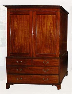 Lot 1478 - George III Mahogany Linen Press Late...