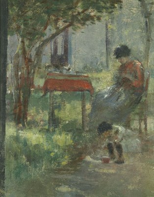 Lot 1096 - French School Circa 1900 Woman and Child in a...