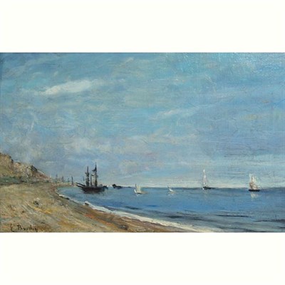 Lot 28 - After Eugene Boudin Boats Off the Coast Bears...