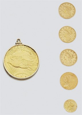 Lot 939 - Six U.S. Gold Coins