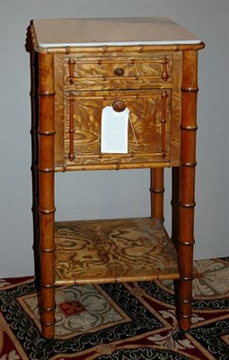 Lot 4228 - Marble Top Bamboo Style Bedside Cupboard...