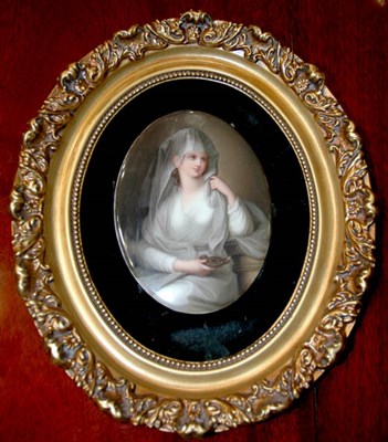 Lot 3602 - Framed Continental Porcelain Plaque Of oval...