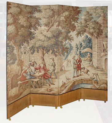 Lot 517 - Tapestry Four-Panel Screen Height 6 feet 2...