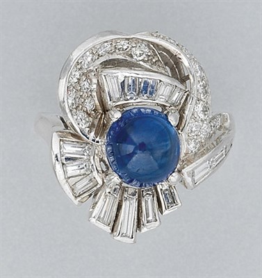 Lot 135 - Cabochon Sapphire and Diamond Ring
