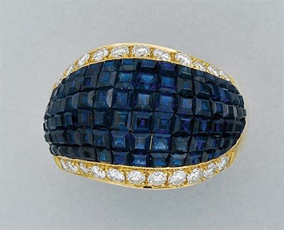 Lot 52 - Sapphire and Diamond Bombe Ring