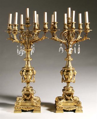 Lot 3299 - Pair of Louis XVI Style Gilt-Metal Seven-Light...