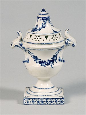 Lot 1288 - English Blue Creamware Covered Urn Late 18th...