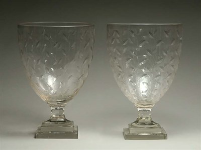 Lot 4376 - Two Similar Art Deco Style Leaf Decorated Cut...