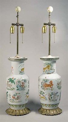 Lot 1560 - Pair of Chinese Famille Rose Porcelain Vases...