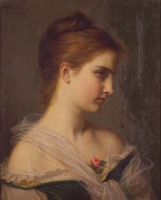 Lot 27 - Hugues Merle French, 1823-1881 Portrait of a...
