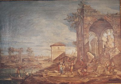 Lot 3019 - Manner of Canaletto Capriccio with Figures and...