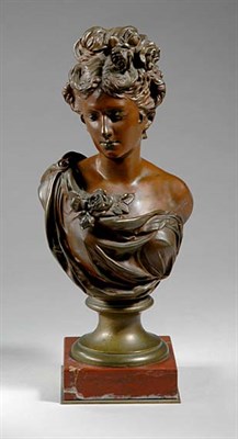 Lot 3367 - Bronze and Rouge Marble Bust of a Woman After...