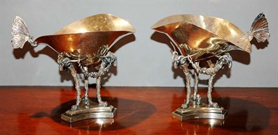 Lot 3241 - Pair of Continental Silver Stands Each in the...