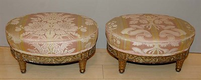 Lot 3630 - Pair of Louis XVI Style Gilt-Wood Stools Each...