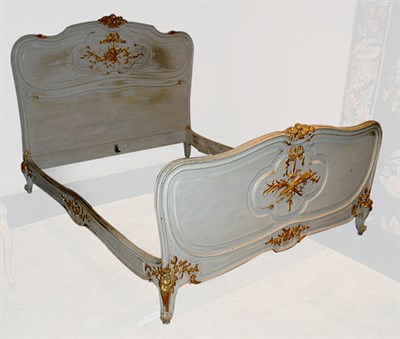 Lot 3647 - Louis XV Style Painted Bed The gold and pale...