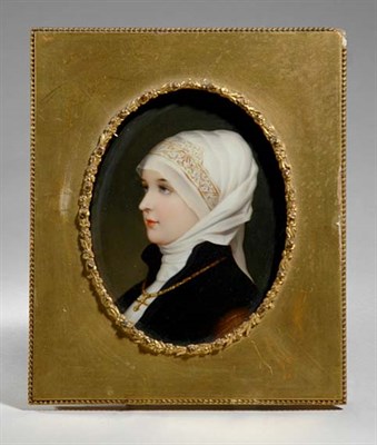 Lot 3362 - Framed Continental Porcelain Portrait Plaque...
