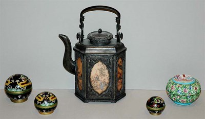 Lot 1233 - Chinese Pewter Teapot; Together with a Chinese...