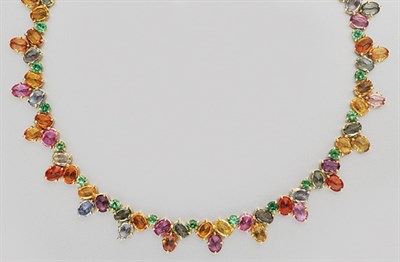 Lot 220 - Multi-Colored Sapphire and Tsavorite Necklace