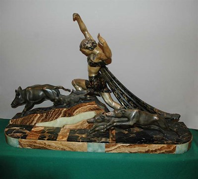 Lot 3349 - Art Deco Patinated-Metal, Marble and Onyx...