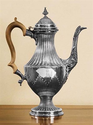 Lot 1168 - George III Silver Coffee Pot London, maker BR...