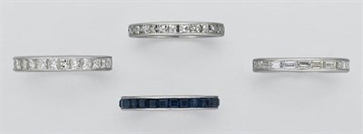 Lot 75 - Three Diamond Guard Rings and Sapphire Guard Ring