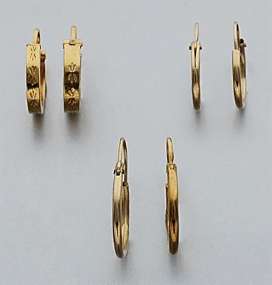 Lot 2605 - Group of Gold Hoop Earrings and One Single Earring