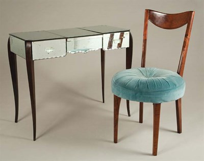 Lot 4160 - Art Deco Mirrored Vanity and Fruitwood Side...