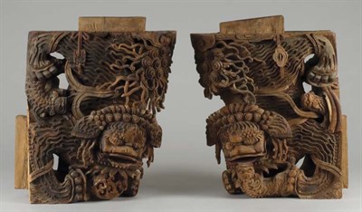 Lot 125 - Pair of Chinese Wood Architectural Details...