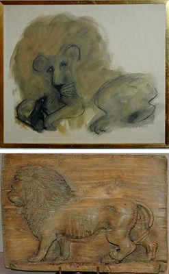 Lot 1237 - Lion and a Mouse Signed L.H. Kazar Watercolor...