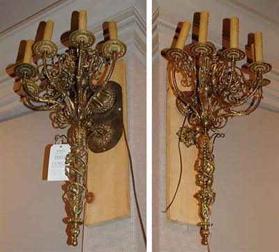 Lot 3403 - Pair of Victorian Style Gilt-Metal Five-Light...