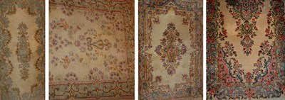 Lot 3767 - Four Persian Rugs Three Kirman rugs together...