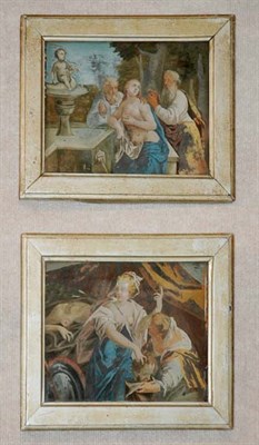 Lot 1434 - Pair of Continental Eglomise Style Pictures...