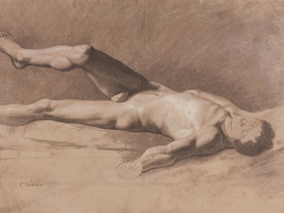 Lot 2423 - Elihu Vedder 1836-1923 Reclining Male Nude -...