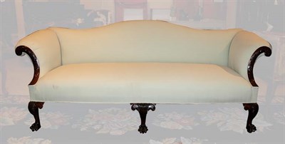 Lot 4463 - Georgian Style Mahogany Camel Back Sofa Length...