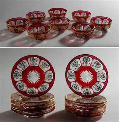 Lot 4541 - Set of Twelve Baccarat Style Ruby Cut to Clear...
