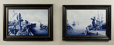 Lot 3656 - Pair of Villeroy & Boch Blue and White Painted...