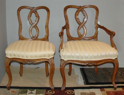 Lot 415 - Set of Six Louis XV Style Ribbon Back Walnut...