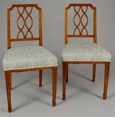 Lot 3741 - Pair of Edwardian Painted and Satinwood Side...