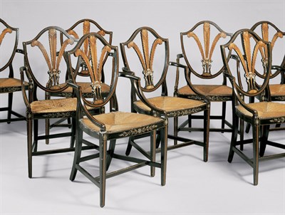 Lot 1516 - Set of Eight George III Painted and Black...