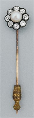 Lot 232 - Antique Pearl and Diamond Stick Pin